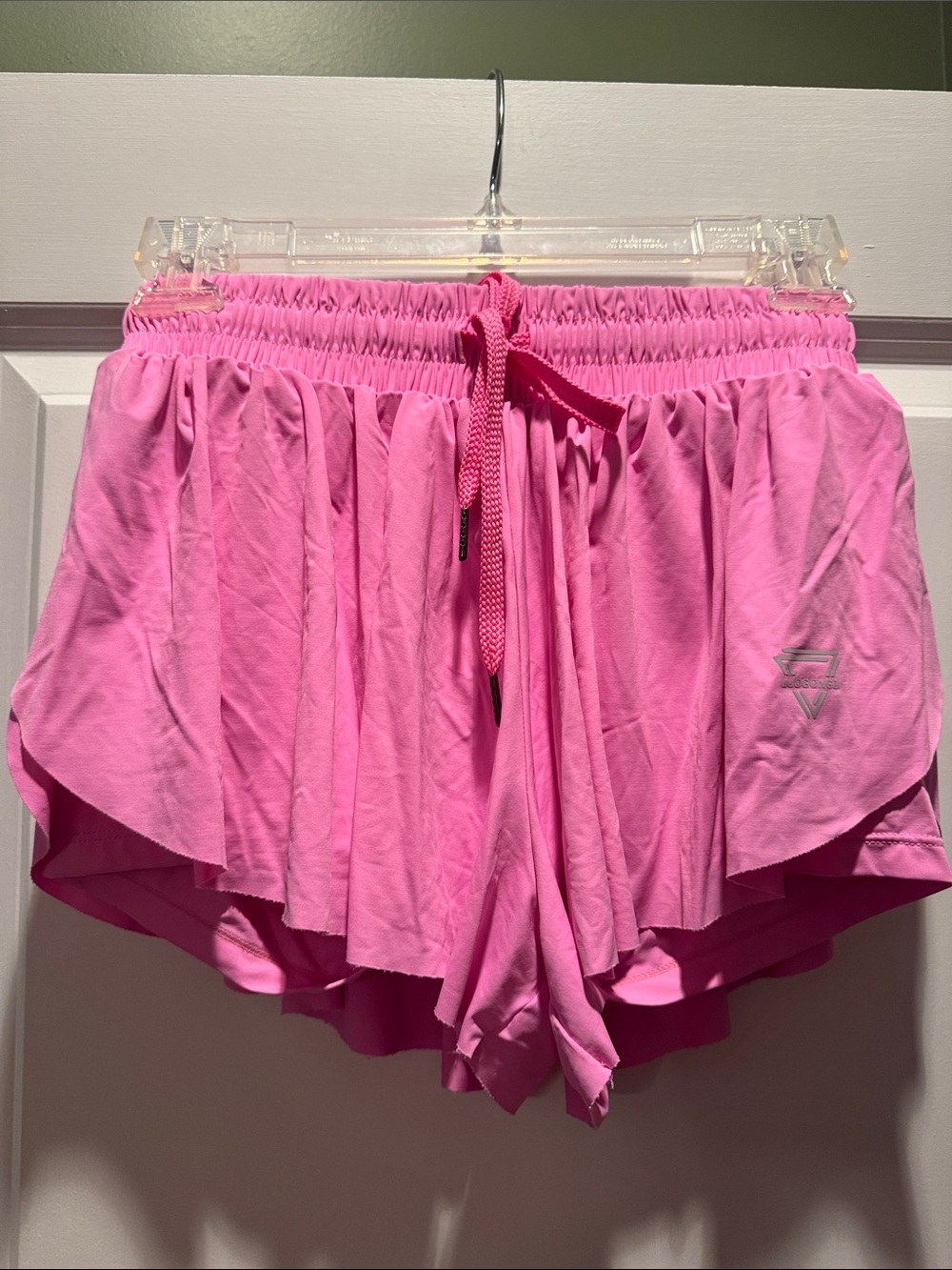Women's Pink Layered Athletic Shorts with Drawstring
